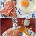 Live&Cafe SAKURAYA - 絶妙な火入れのベーコンは…旨味が溢れてきて…なんて美味しいのでしょう〜(*´Д｀*)♡
燻製の香りとジューシーさが素晴らしく…
ベーコンはお肉屋さんから仕入れていると聞いて…納得です(*´-`)♡