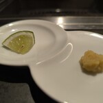 北海道焼肉 北うし - かぼす・自家製山わさびの醤油漬け