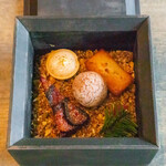 L'evo - Kaga Bocha Tart
                      Egoma Financier
                      Kuwacha Cream Puff
                      Tart with Black Fig from Toyama Prefecture
                      Fresh Caramel with Raspberry and Milk