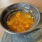 ウエムラ・ビヨンド - 白老牛ファームレストランセット（王様サーロイン角切り80gに変更）のスープ