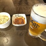 ちょいのみてい 横浜処 - ポテトサラダ，塩辛，生ビール