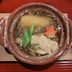 おおたに - ＜煮物＞ 甘鯛のカダイフ揚げ、きのこのあんかけ、小鍋仕立て