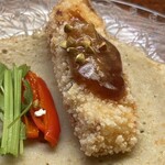 木山 - 新そばのクレープで包んで頂く
      ・蕎麦の実
      ・無花果ソース
      ・笛吹鯛のフライ
      
      ・サラダセロリ
      ・甘酢漬けの万願寺とうがらし