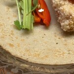 木山 - 新そばのクレープで包んで頂く
      ・蕎麦の実
      ・無花果ソース
      ・笛吹鯛のフライ
      
      ・サラダセロリ
      ・甘酢漬けの万願寺とうがらし