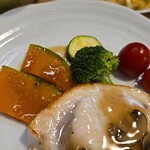 キッチン ブルー グローブ - 備え付け野菜のアップ