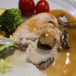 キッチン ブルー グローブ - マッシュルームを乗せて