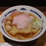 NIBOSHI MANIA - 銀鱗サバヌーヴォー鮮魚煮干蕎麦 1100円＋うずら味玉100円