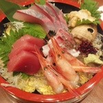 Tontombi ushi - お造り五種盛り　　失礼ながら以外に美味しいです。