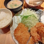名代とんかつ かつくら - カキフライ&ヒレカツ定食。やっとカキフライの季節♥