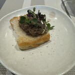 271726257 - 先付（オリーブ牛のブルスケッタ）※妊婦のため焼き物に変更