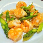 陳家私菜 - 海老とアスパラの強火炒め
