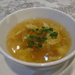 Kamakura Yamashita Hanten - 掻き玉、椎茸、えのき、フカヒレのスープ