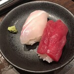 地酒と道産食材 一笑 別邸 - いかにもめでたい紅白寿司