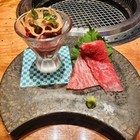 銀座 山科 - 特製ユッケと和牛刺し