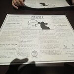 ダグズ・バーガー - お店の由来が記載されたランチマット