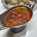 かれーの店 うどん  - きのこの叫びチーズ入りトマトトッピング