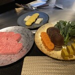 鉄板焼 石狩 - 右下はカボチャの生麩