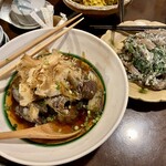 押上文庫 - 茄子の煮浸し、蒟蒻の白会え