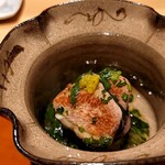 銀座 しのはら - 近江鴨と近江蕪を春菊の餡