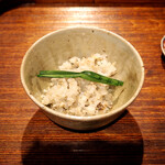 薪鳥新神戸 - 薪そぼろご飯 + 韮