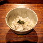 薪鳥新神戸 - 薪そぼろご飯 + 生姜 + かんずり