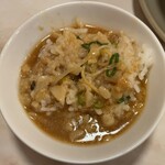 藤一番 - ライスにらーめんスープをかけて雑炊風に