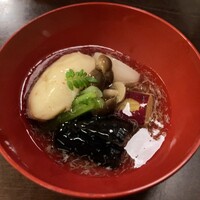 ざくろ 銀座店 - .秋野菜、かにしんじょ蒸し、かにあんかけ