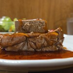 キッチン ブルー グローブ - 横から、ポシェの畝にテリーヌ