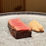 銀座 有涯 - すりおろしたての椎茸のピューレと合わせて