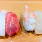 亀寿し - イカ、マグロ、甘エビ、ヒラメ