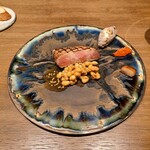 島キュイジーヌ あーすん - 「今帰仁アグー　やんばる産大豆」。この日のメイン。