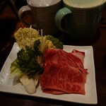 米沢牛黄木 東京駅店 - 後出し(？)の肉と野菜