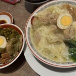 広州市場 横浜ポルタ店 - ランチセット ワンタン麺塩とルーロー飯