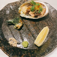 鉄板焼 曉 - 活きアワビソテー