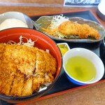 田嶋屋 - 料理写真:2023年11月　タルタル醤油かつ丼定食（白身フライ）【税込1100+50円】タルタルは別添えが嬉しいです～(´▽｀)