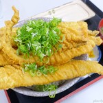 おさかなはうす - 2023年11月　スーパージャンボ穴子天丼ご飯大盛り　ご飯が見えない！