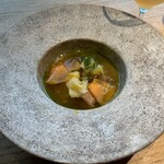 時帰路 - 落花生のラビオリ　柿と東京シャモ