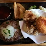 ビッグボーイ 東浦和店 - おろしポン酢ハンバーグ＆唐揚げチキンとクリームコロッケ（カニ入り）630円＋税