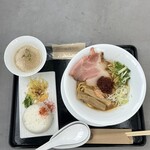 はらや MAZE SOBA - 海老辛味噌まぜそば（スープ付き）　追い飯セット