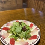 あらかきタコス - マグロとカンパチのカルパッチョ