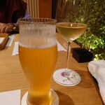 やど紫苑亭 - 生ビールと白ワイン