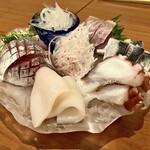 みつ - 「刺盛（アジ・イワシ・イカ・タコ・イサキ・白魚）（税抜￥1,550）」