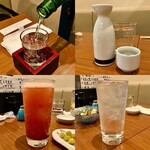 みつ - 「十水（税抜￥750）」とそのぬる燗のシーン、「トマト酢サワー（税抜￥450）」「三岳（税抜￥550）」のソーダ割り