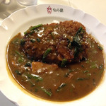 カレーショップ山小屋 - ポパイ(ほうれん草)＆ベーコン＋メンチカツカレー