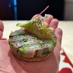 プチレストラン ブーケ・ド・フランス - 秋刀魚のプレッセに焼茄子のピュレのタルトレット