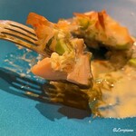 プチレストラン ブーケ・ド・フランス - 海の幸のあわびと山の幸の毛豆をブールブランソースが紡ぎます