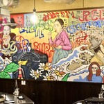 シガン 生サムギョプサル専門店 - ウォールアートのオシャレな雰囲気