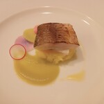 カエルム - １品目(カマスのマリネ_柚子とオリーブのソース)