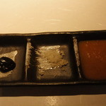 りんどう - ネギ味噌。フランスの塩。野菜おろしのタレ＾＾