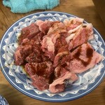 江畑 - 左からハラミ、天肉、バラ